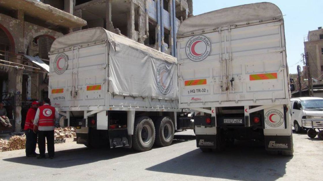 دخول قافلة مساعدات إنسانية إلى الغوطة الشرقية عبر معبر الوافدين