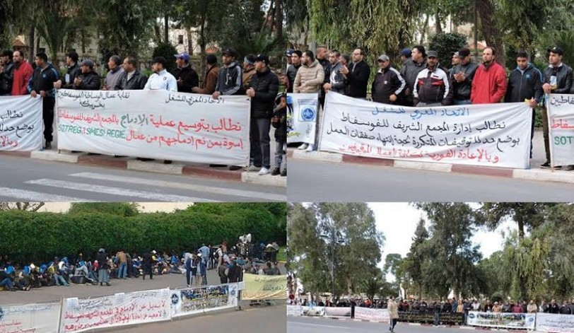 إضراب واعتصام أمام الإدارة المركزية للفوسفات بالدارالبيضاء إحتجاجا على تماطل الادارة في إعادة الموقوفين
