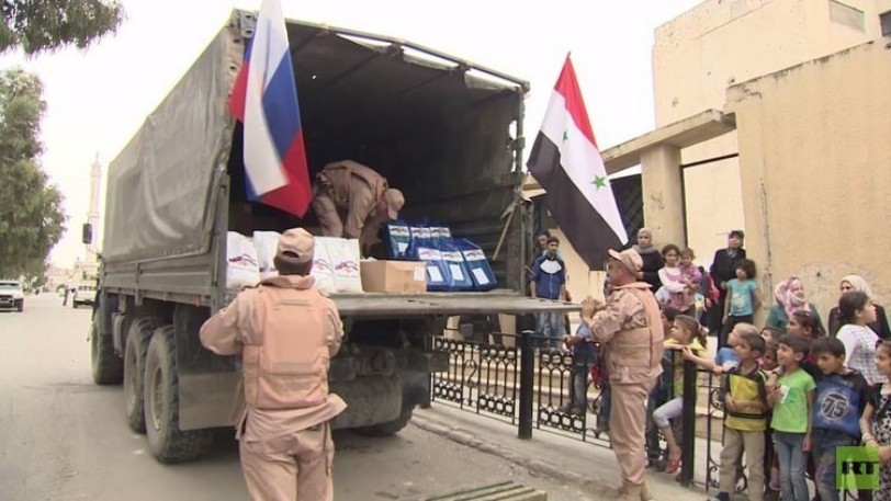 مساعدات روسية غذائية وطبية في ريف حماة