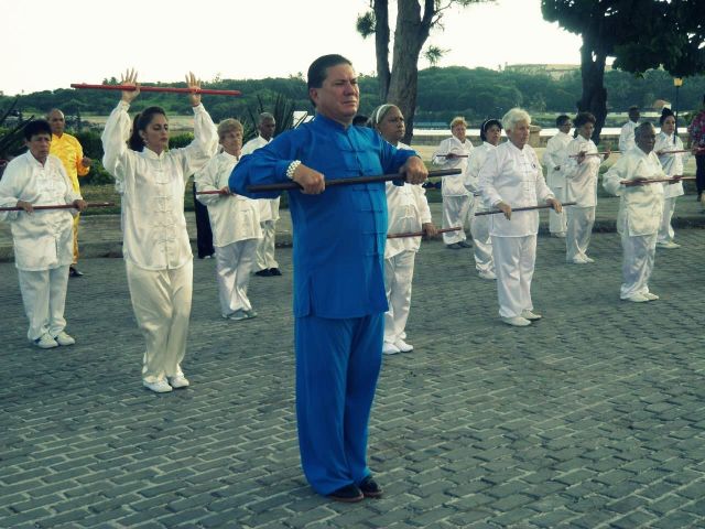 تأسست مدرسة الووشو الكوبي، الكائنة في الحي الصيني بهافانا، عام 1995