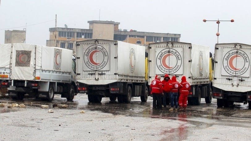 دخول أول قافلة مساعدات داريا في ريف دمشق
