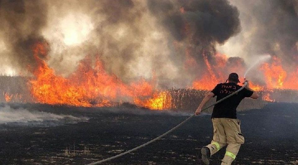 اندلاع حريق كبير قرب مطار «بن غوريون» في الأراضي المحتلة
