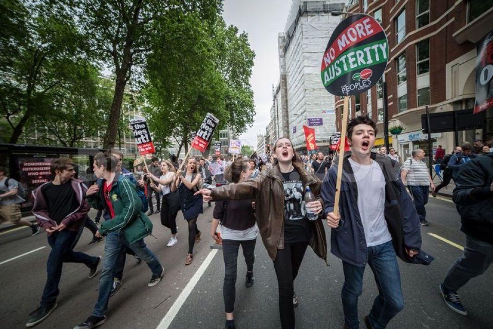 مظاهرات التقشف تصل إلى لندن