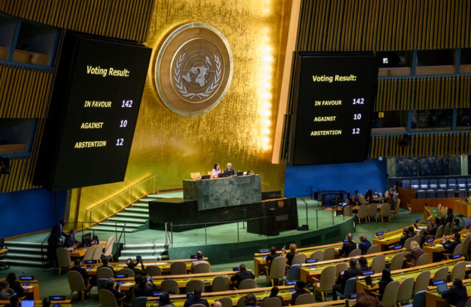 من صوّت ضد إعلان الأمم لمتحدة بشأن حل الدولتين؟