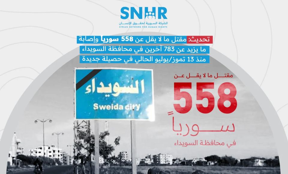 558 سوريّاً بينهم أطفال ونساء: جزء من الخسائر بالأرواح في أحداث السويداء