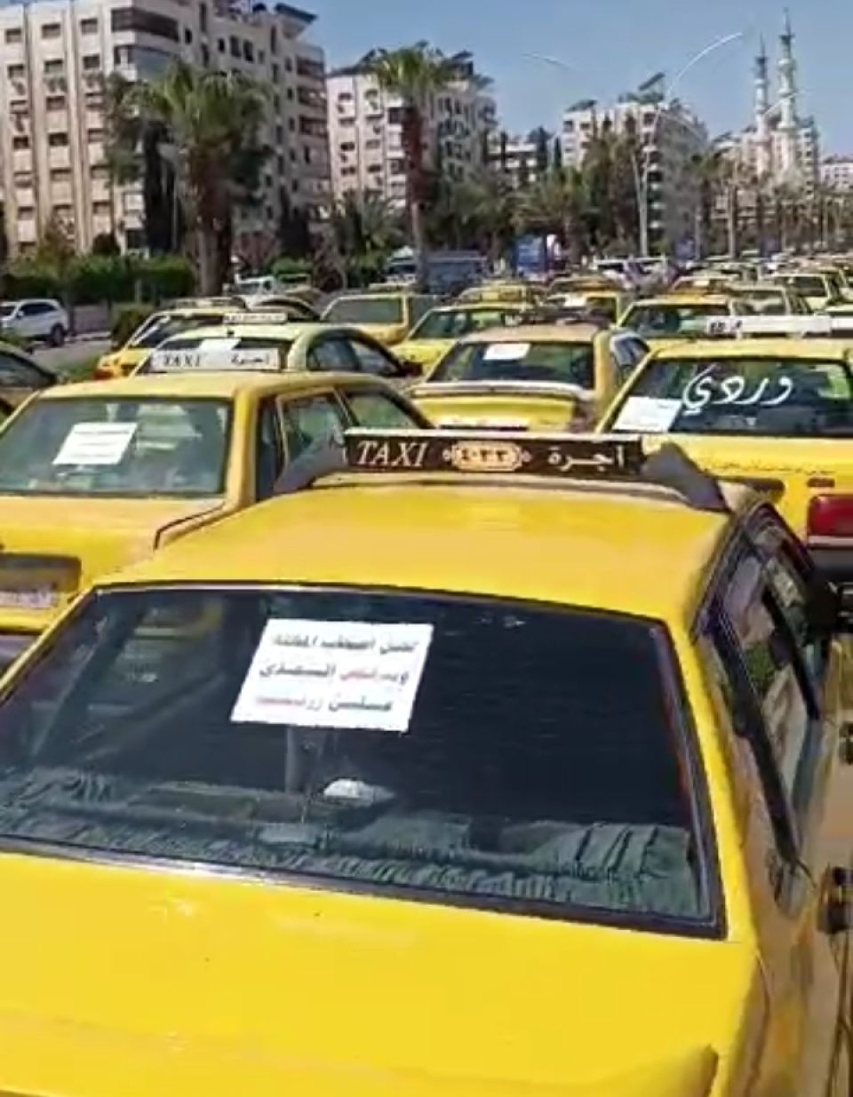 تظاهرة سلمية لساقي التكاسي العامة في دمشق وريفها